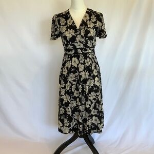 Floral Black and Cream Dress